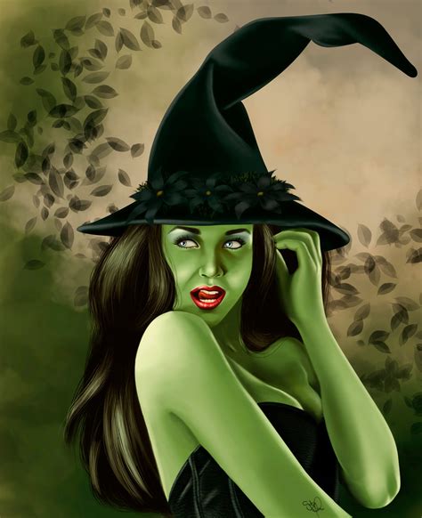 Green witch drawing
